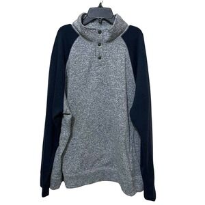 Sonoma Mockneck Colorblock Sweater Fleece‎ Blue Gray Men's XXL 1/4 Snap P…